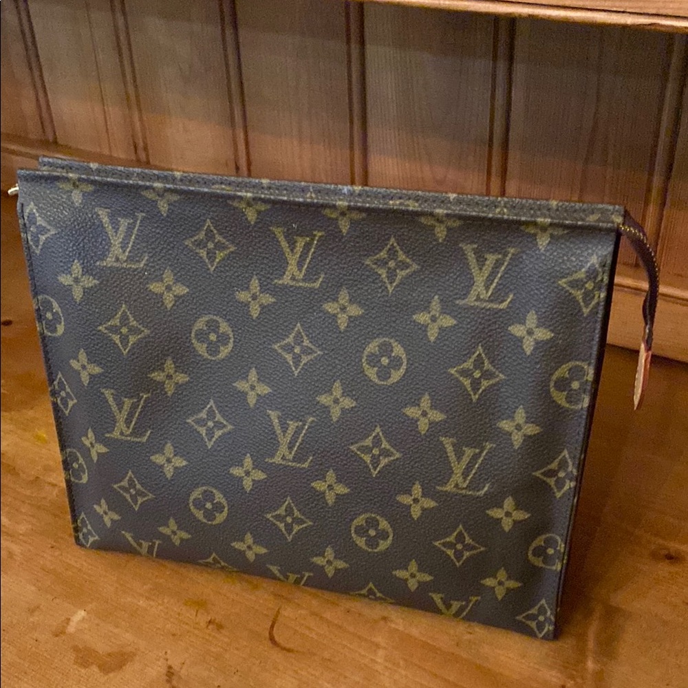 Louis Vuitton Brown Toiletry Bag with Iconic Monogram Pattern